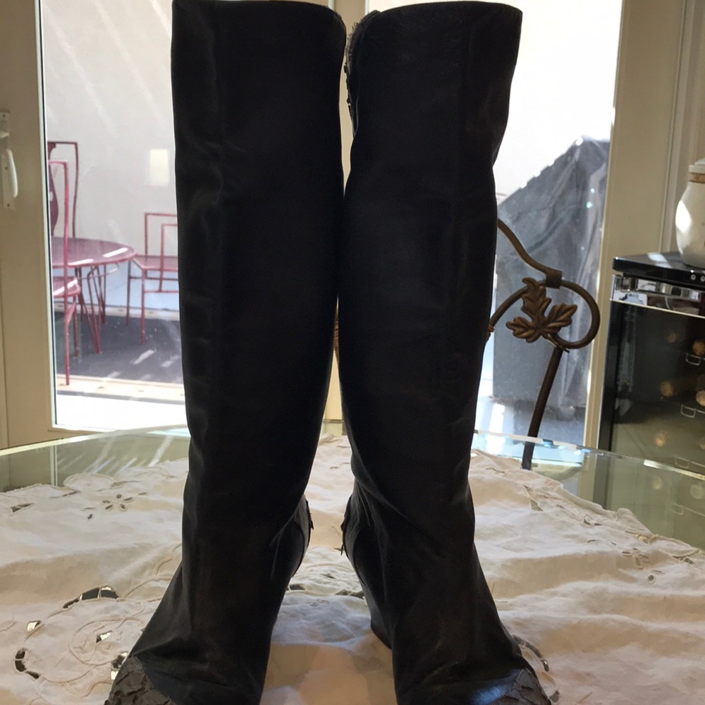 Maud Frizon Black Leather Boots - Picture 3 of 8